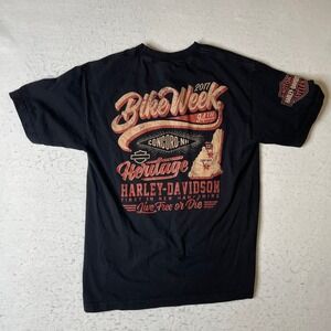 Harley Davidson Bike Week 2017 Concord NH Heritage T Shirt Black Medium